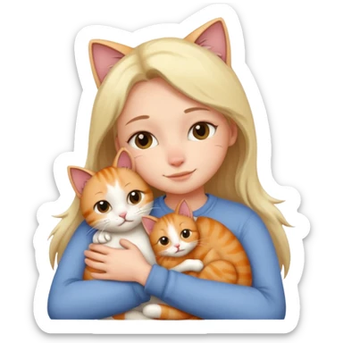 A human hugging a cute cat sticker