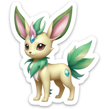 Shiny Cool Sparkly Cute Ethereal Leafeon-Sylveon-Fakemon-hybrid-fusion- full body sticker