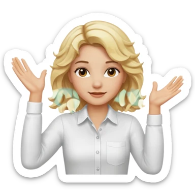 Not guilty hands up smirk girl wavy blonde haie sticker