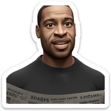 smiling boy with newspaper sticker