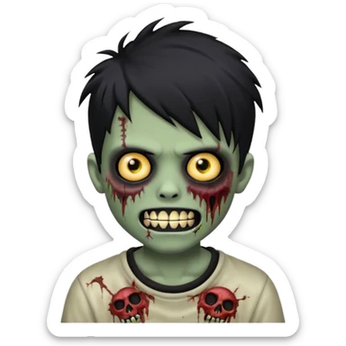 boy zombie with black hair emo Whith black grillz black teeths sticker