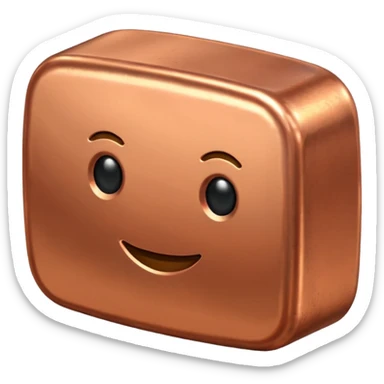 Create an Android-style emoji of a copper ingot. Make it simple, flat, and cartoon-like with solid copper colors, no shine, no reflections, and no realistic metallic effects. Keep the shapes clean and rounded in the style of modern Android emojis.
 sticker