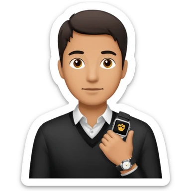 man wearing a black strap watch sticker