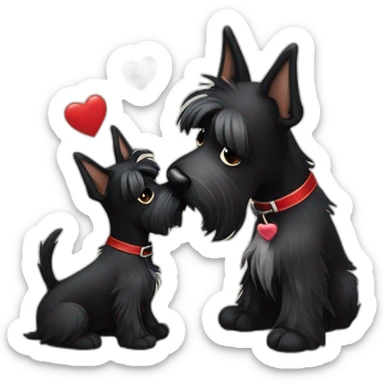 Senior Two black Scottish terrier kissing sticker