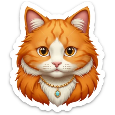 Orange cute cat with piercings and a necklace  sticker