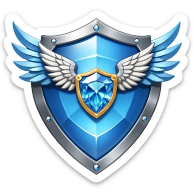 Shield with large wings and a big blue diamond in the center and VIP label sticker