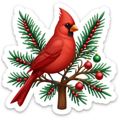 Cardinal bird Christmas tree sticker