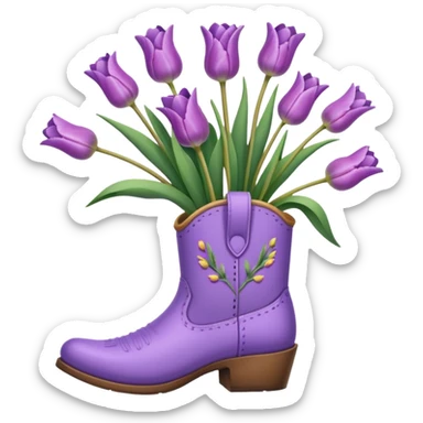 Create a singular cowboy boot filled with natural looking flowers ex. Lavender, baby’s breath, tulips etc  sticker