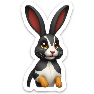 Lapine arlequin côté de visage gauche noir sticker