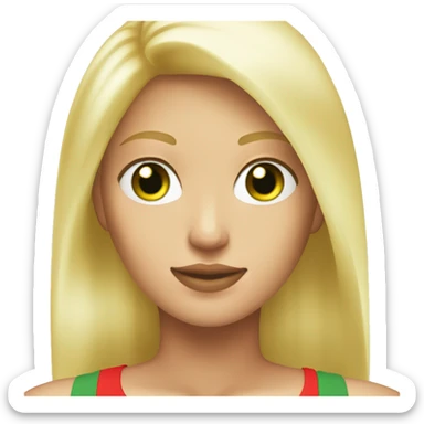 Very blonde blonde with green eyes with a red tank top with medium breasts sticker