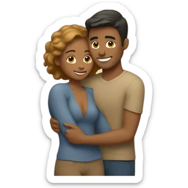 Tan Woman hugging tan boyfriend sticker