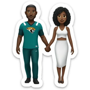 Black man and woman in Jacksonville Jaguar clothes holding hands sticker
