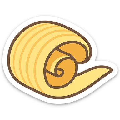 flat toon style butter curl, minimal shading sticker