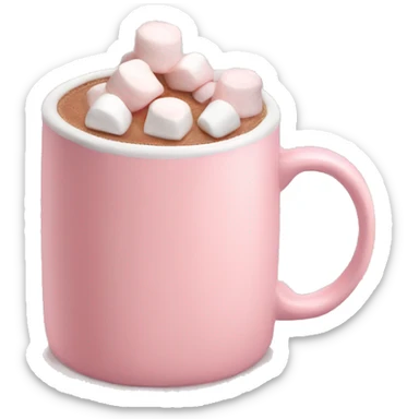 Light Pink mug of hot chocolate with marshmallows  sticker