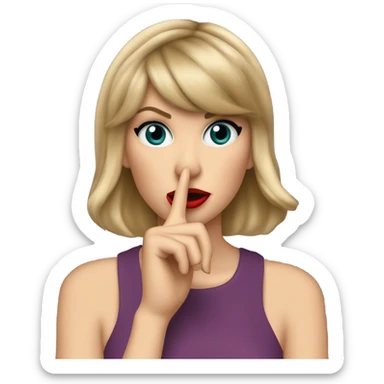 Taylor Swift doing the shh gesture with 1 finger sticker