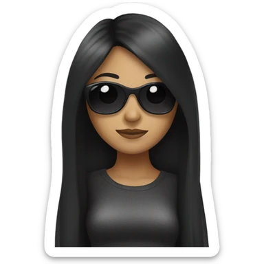 Girl with black long hair & sunglasses  sticker