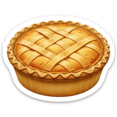 round baked pie, golden crust with subtle top pattern sticker