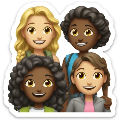 happy girls outdoors together sticker