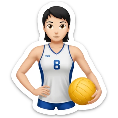 Uma atleta de voleibol branca de cabelo preto, esperando a bola  sticker