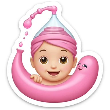 Smiling baby oil pink with silly face sticker