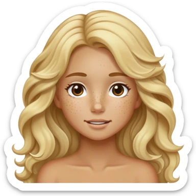 Tan blonde girl long hair freckles  sticker