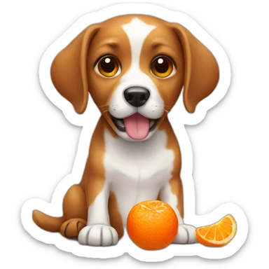 Dog eating tangerine  sticker