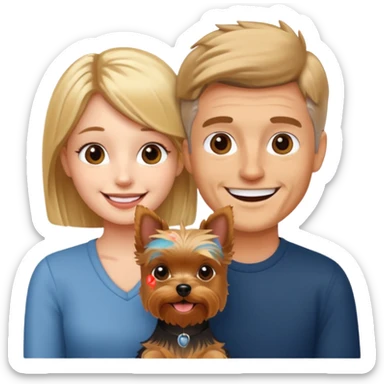 Couple with Yorkshire terrier sticker