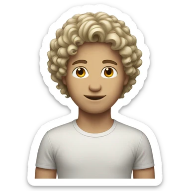 White boy with medium length curly hair sticker