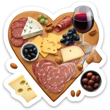 cute heart shaped charcuterie board with wine sticker