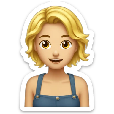 Fille tire la langue devant un miroir sticker