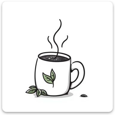 green tea hand drawn doodle style sticker