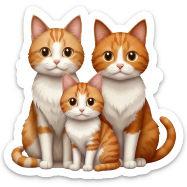 3 sibling cats all different natural colours; 1 is ginger and white, the next is brown tabby and white and the third is a calico sticker