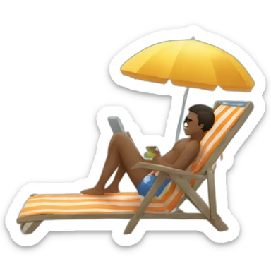 Create a person chilling in the beach, a boy sticker