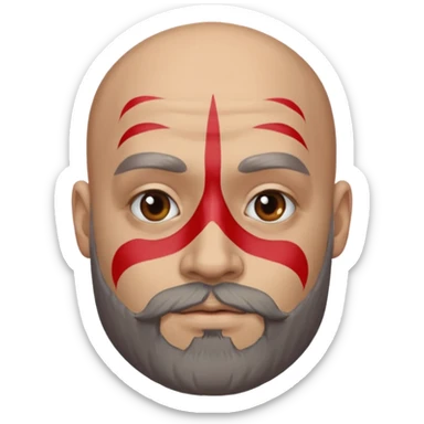 bald bearded man with face paint sticker