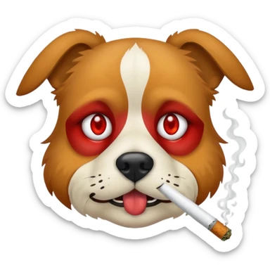 dog being a drug addict and smoking a joint sticker