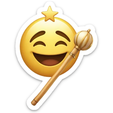 a happy emoticon holding a magic wand sticker