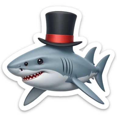 Shark with a top hat sticker
