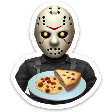 Jason vorhees with a plate of food sticker