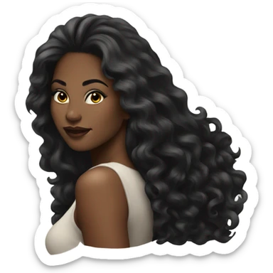 stunning curvy black woman, nice makeup black long hair sticker