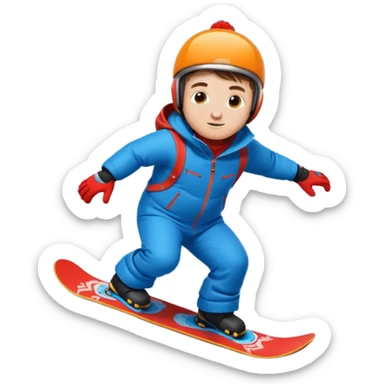big round super harry guy snowbording down mountain sticker
