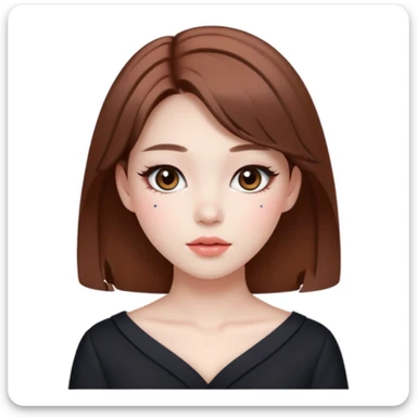Pale girl with brown hair and Korean makeup and coquette clothing sticker