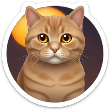 A sitting red british shorthair cat with orange eyes sticker