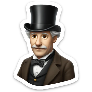 Photorealistic man A British gentleman in a monocle and a top hat with a cup of tea in his hand sticker