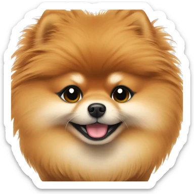 A small red fluffy Pomeranian sits and smiles  sticker