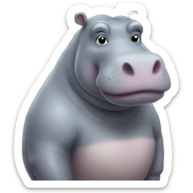 hippo in supermarket sticker