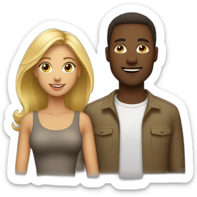 Homme africain brun avec femme blonde sticker