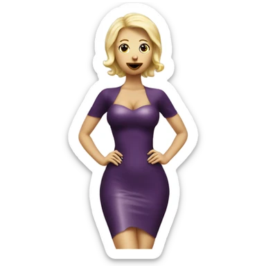 Latex dress blond girl eat aubergine sticker