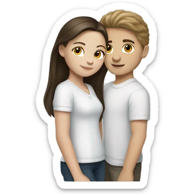 White brunette girl with white brunette boy sticker