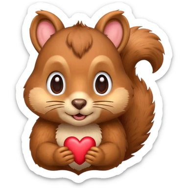 squirrel emoji with hearts completely replacing the eyes, apple emoji style, no text sticker