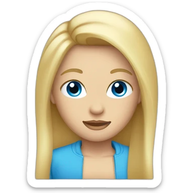 blond straigh hair emoji with blue eye  sticker